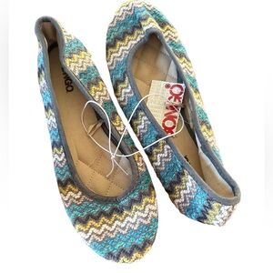 Bongo vintage flats slip on ballet zig zag velour retro NEW size 8 Y2K